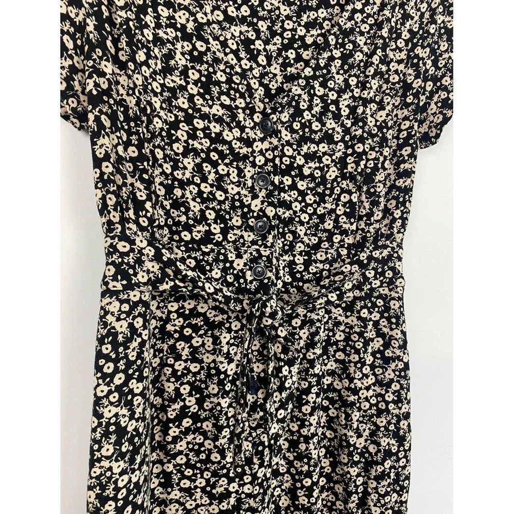 Free People Floral Jumpsuit 2 Black‎ Whimsigoth Ditsy Wide Leg Fairy Grunge